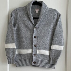 Boys Size M 8 / 10 Varsity Stripe Shawl Collar Button Front Cardigan Sweater